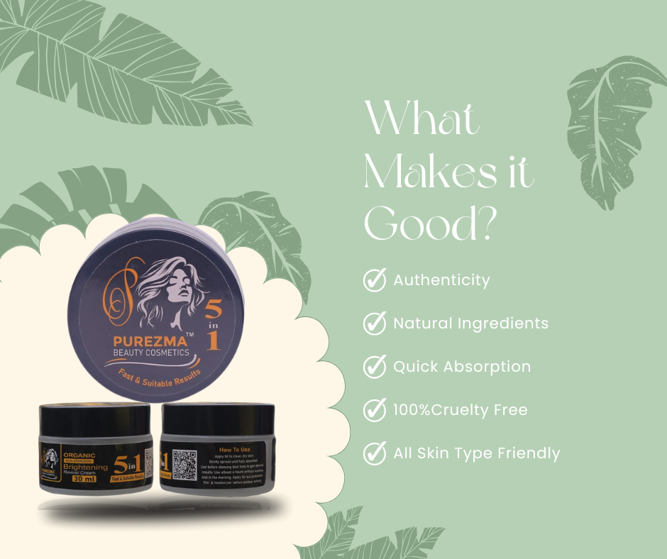 Purezma Beauty Cosmetics – Purezma Whitening Cream (Purely Organic) 5 IN 1
